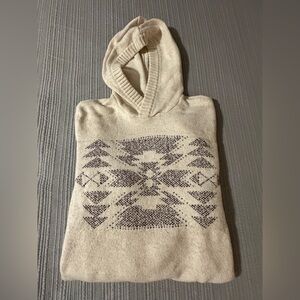 American Eagle Knit Fair Isle Sweater Men's Size L Cream Aztec Hooded Pullover
